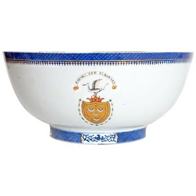 Chinese Export Armorial Punch Bowl - from a set for Daniel Seton, Surat 1795