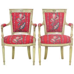 Pair of French Directoire-Style Fauteuils