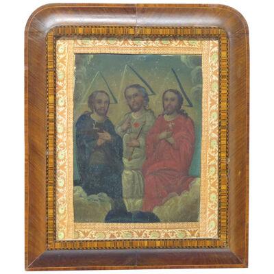"La Santísima Trinidad" (The Holy Trinity) Oil on Tin Retablo