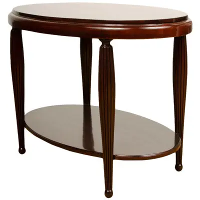 Art deco table with fluted Mahogany legs