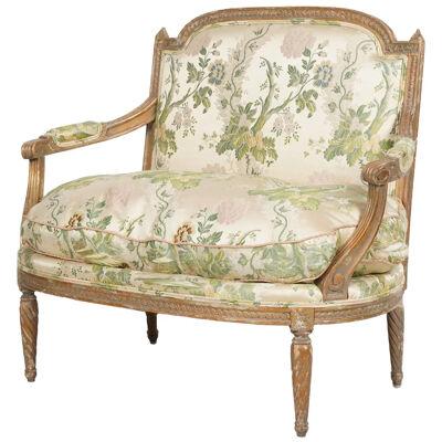 AF2-409: Late 19th Century French Louis XVI Style Gilt Wood Settee