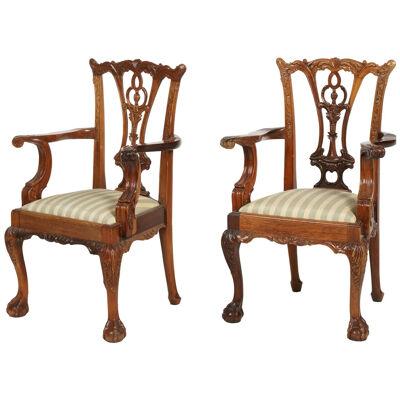 Pair of Early 20th Century Carved Mahogany Chippendale Style Child's Chair
