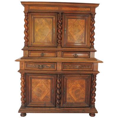 AF3-364: Early 19th C French Henri IV Style Walnut Meuble A Deux Corps