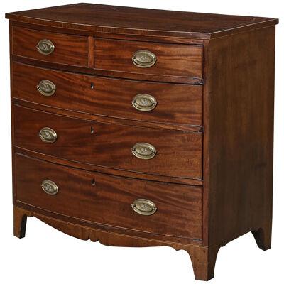 Early 19th Century English Regency Mahogany Bowfront Chest of Drawers