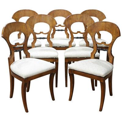 AF2-110: SET OF 7 EARLY 19TH CENTURY BIEDERMEIER DINING CHAIRS