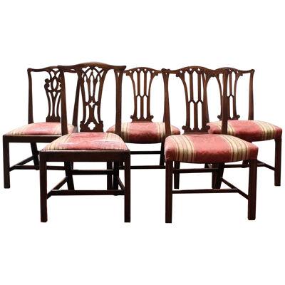 ASSEMBLED SET OF 5 LATE 19TH CENTURY CHIPPENDALE STYLE MAHOGANY SIDE CHAIRS