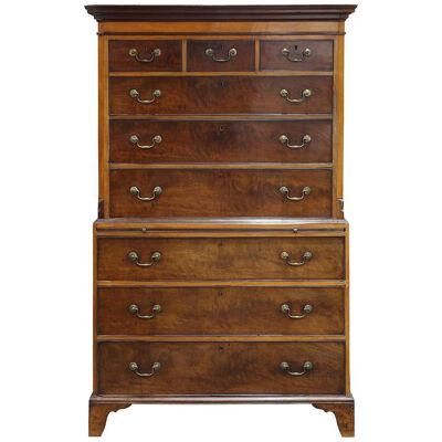 AF4-124: EARLY 19TH C ENGLISH GEORGIAN MAHOGANY CHEST ON CHEST