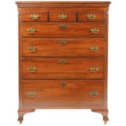 AF4-060: Early to Mid-19th C American Bench Made Mahogany Tall Chest of Drawers