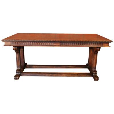AF1-117 - c.1920's Oak Jacobean Style Library Table with Two Drawers