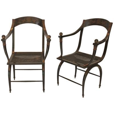 AF2-361 - Pair of Early 20th Century Napoleonic Campaign Style Arm Chairs