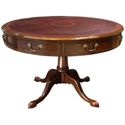 AF1-134: LATE 20TH CENTURY GEORGIAN STYLE MAHOGANY REVOLVING DRUM TABLE