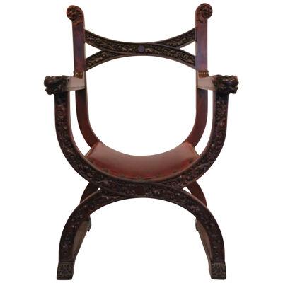 AF2-182 - Late 19th Century American Renaissance Revival Mahogany "X" Chair