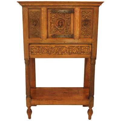 AF3-193: Mid 19th Century Quarter Sawn Oak Reliquary Cabinet