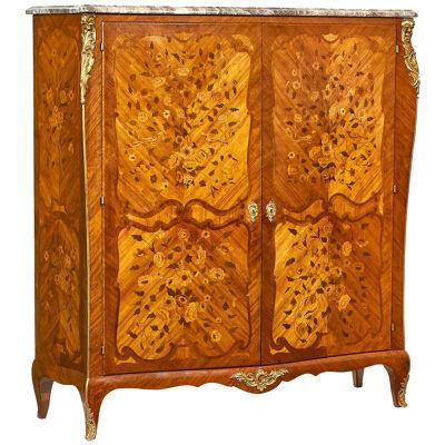 AF3-013: LATE 19TH C FRENCH LOUIS XV STYLE MARQUETRY INLAID CABINET