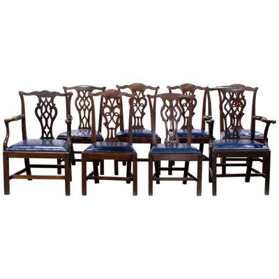 AF2-005: ASMBD SET OF 12 EARLY 19TH C ENGLISH MAHOGANY CHIPPENDALE DINING CHAIRS