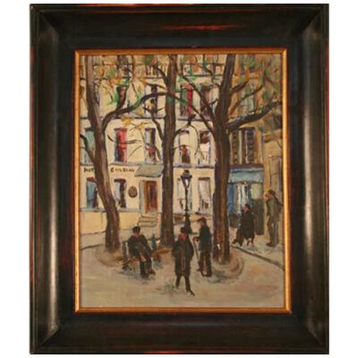 AW062 - French School - City Square - Oil on Board