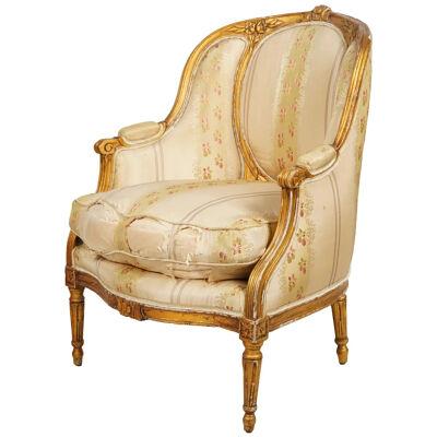 AF2-410: Late 19th Century French Louis XVI Style Gilt Wood Bergere