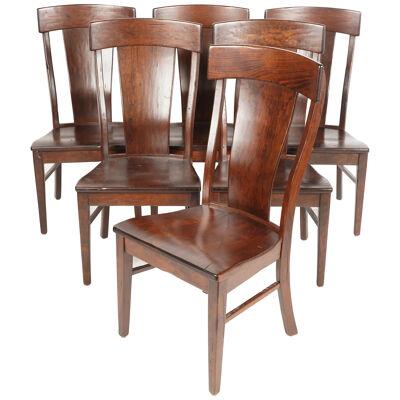 AF2-412: SET OF 6 EARLY 21ST CENTURY SIMPLY AMISH CHERRY WOOD  DINING CHAIRS