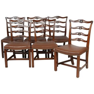 AF2-101: SET OF TEN EARLY 19TH C CHIPPENDALE STYLE MAHOGANY DINING CHAIRS