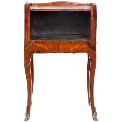 LATE 18TH CENTURY FRENCH LOUIS XV MARBLE TOP COMMODE W/ KINGWOOD MARQUETRY