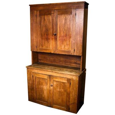 AF3-118 EARLY 19TH CENTURY PRIMITIVE AMERICAN CHERRY WOOD HUTCH