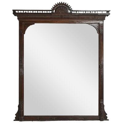 LATE 19TH CENTURY AMERICAN AESTHETIC MOVEMENT CARVED WOOD OVER MANTEL MIRROR