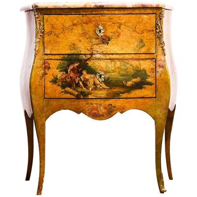 AF4-153: LATE 19TH CENTURY FRENCH LOUIS XV STYLE MARBLE TOP COMMODE