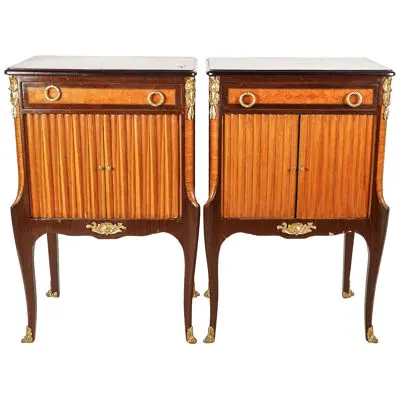AF4-010: Pair of c.1920  French Transitional Style Chests w/ Inlay Marquetry