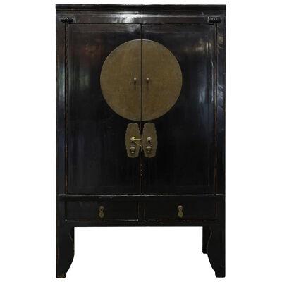 AF3-135: LATE 19TH CENTURY BLACK LACQUER CHINESE COFFER / CABINET