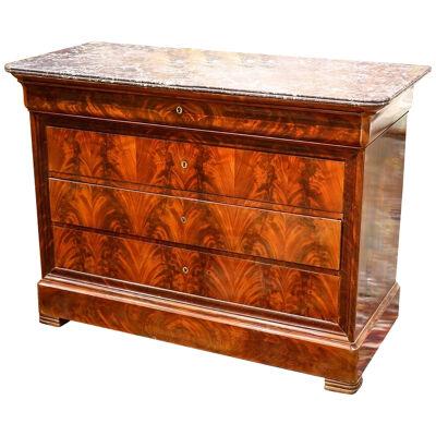 AF4-121: EARLY 19TH CENTURY LOUIS PHILLIPE MAHOGANY MARBLE TOP CHEST