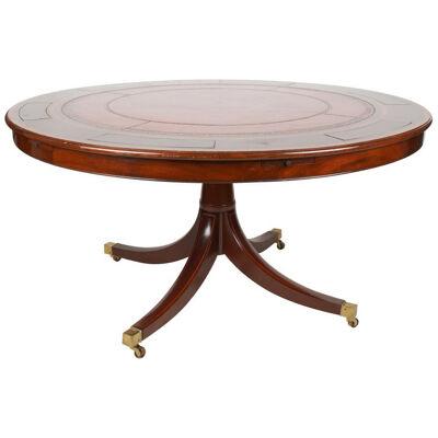 AF1-032: LATE 20TH C REGENCY STYLE MAHOGANY POKER / GAME TABLE FOR 6