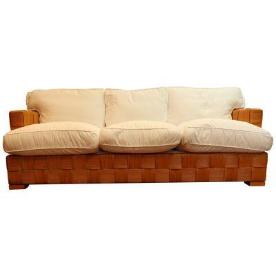 AF2-400: Circa 1990 Donghia Block Island Sofa W/ New White Cotton Upholstery 