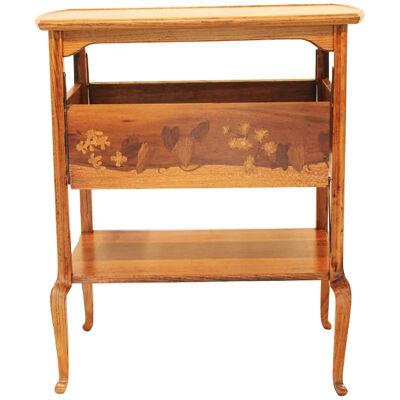 AF1-171:  Late 19th Century Galle Art Nouveau Mahogany Inlay Tea Table