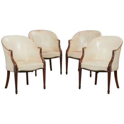 AF2-303: Set of 4 Early 20th C Mahogany Georgian Style Tub Chairs