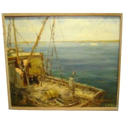 AW037 - American School - Fishing Trawler - Oil on Canvas