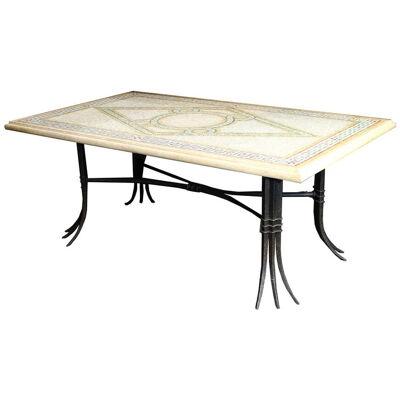 LATE 20TH CENTURY CUSTOM MOSAIC TOP DINING OR PATIO TABLE IN THE POMPEIIAN TASTE