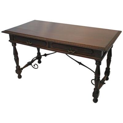 AF5-341Early20thCenturySpanishColonialRevival Style Desk with Iron Stretcher Bar