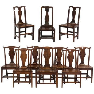 AF2-163: Assembled Set of 10 18th Century Georgian English Oak Dining Chairs