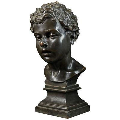 Bronze Portrait Buste of a Young Man - Henri Van Hoeter (1871- )
