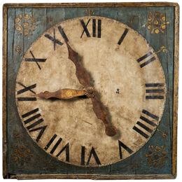 Early 19th C Clock on a Polychromed panel