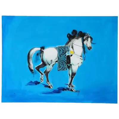 Nasser Ovissi, 'Iranian, Born 1934' "Arabian Horse" Oil on Canvas Painting