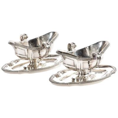 Pair of French Silver Sauceboats by Gustave Keller, Paris, circa 1880