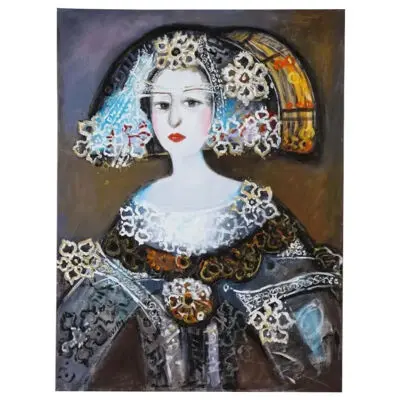 Nasser Ovissi, 'Iranian, Born 1934' "Queen Isabella I of Spain" Oil on Canvas