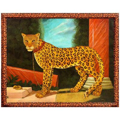 William Skilling (American/British, 1862–1964) A Standing Leopard Oil on Canvas