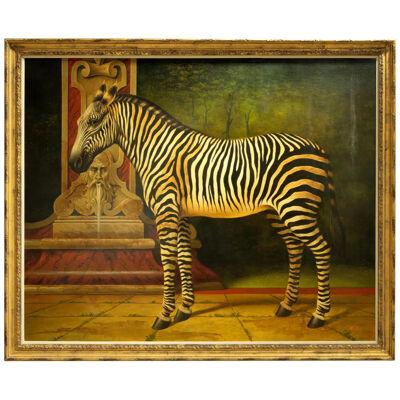 William Skilling (American/British, 1862-1964) “Zebra” Oil on Canvas Painting