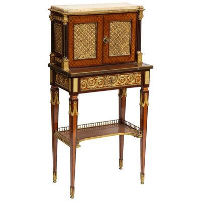 French Ormolu Mounted Mahogany Bonheur Du Jour, Attributed to Henry Dasson