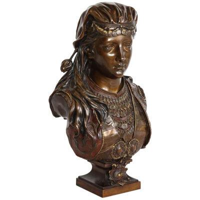 Exquisite French Multi-Patinated Orientalist Bronze Bust of Beauty, by Rimbez 