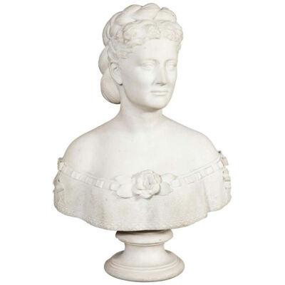 Thomas Ridgeway Gould, a Rare American White Marble Bust of a Woman 1870