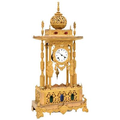 Unusual French Ormolu and Jeweled Clock Made for the Ottoman Turkish Market
