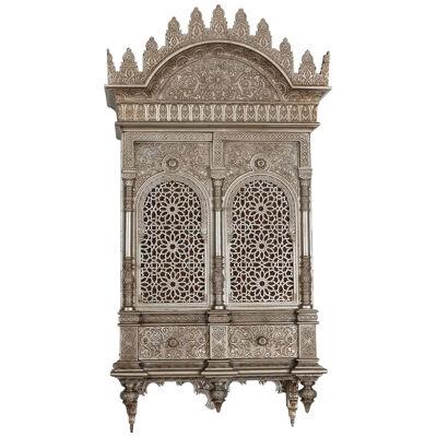 Islamic "Alhambra" Silvered Bronze Quran Cabinet in the Islamic Nasrid Style